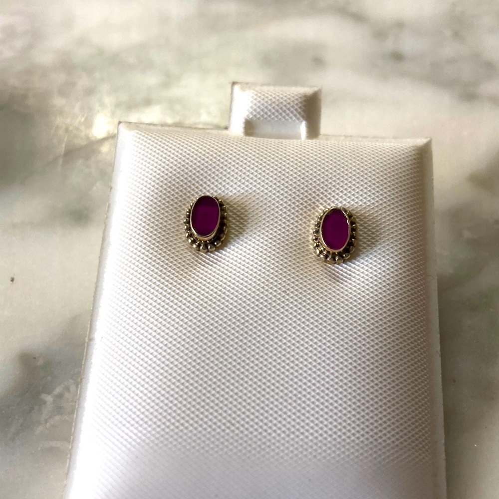 925 Ruby Stud Earrings - image 1